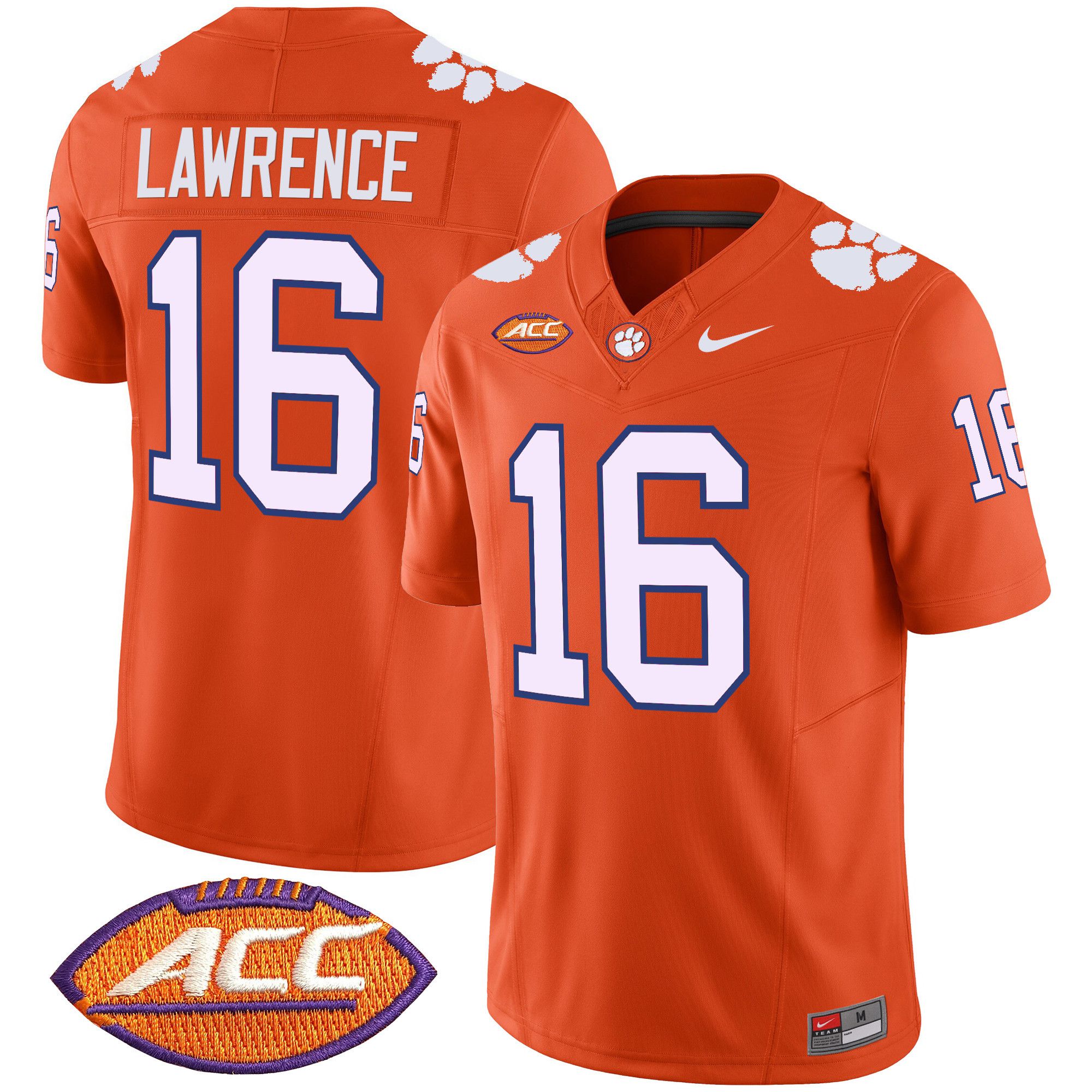 Men Clemson Tigers #16 Lawrence Orange 2024 Nike Vapor Limited NCAA Jersey style 1